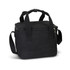 A black canvas cooler bag with sturdy handles and a zippered closure, featuring both side and top carry options.
