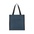 A cooler bag in dark blue with black accents and handles, featuring a zippered closure and a front pocket.