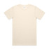 A plain cream t-shirt with a round neckline and short sleeves. It has a label at the neck and no visible branding.
