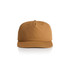 A cap in a warm brown colour with a curved brim and a logo on the front.
