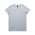A light grey T-shirt with a round neckline and short sleeves, featuring a logo on the label.