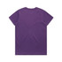 A purple t-shirt featuring a classic crew neck design. The garment has a smooth texture and short sleeves.