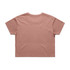 A cropped tee in a muted peach colour, featuring a simple design and a logo. The shirt has short sleeves and a relaxed fit.