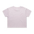 A cropped tee in a light lavender colour with a round neckline and short sleeves, featuring a brand logo.