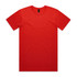 A red T-shirt with short sleeves, featuring a logo at the neck.