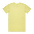 A yellow T-shirt viewed from the back, featuring a plain design and a logo on the upper back.