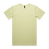 A light yellow t-shirt with a crew neck and short sleeves, featuring a label inside the collar.