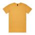 A plain yellow t-shirt with short sleeves and a crew neckline, featuring a logo on the inner label.