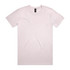 A plain light pink t-shirt with short sleeves and a round neckline, featuring a brand logo on the tag.