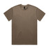 A heavy tee shirt in a muted brown colour with a smooth finish and a simple design. It features a logo on the label.