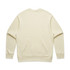 A cream-coloured sweater with a simple design and a logo on the back.