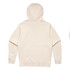 A beige hoodie with a kangaroo pocket and a hood, featuring a branding logo.