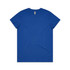 A vibrant blue T-shirt featuring a crew neck design and a logo on the label.