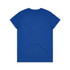 A blue T-shirt featuring a solid design with a round neck and short sleeves. It includes a logo on the fabric.