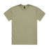 A heavy faded tee in a muted olive green colour with a round neckline and short sleeves. Features a logo on the label.