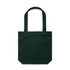 A dark green tote bag with two handles and a simple design. The bag features a logo.
