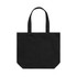 A black shoulder tote bag with two handles and a simple design. It features an unobtrusive logo.