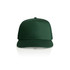 A green trucker cap with a solid front and mesh back, featuring a branded logo.
