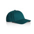 A teal cap with a curved brim and a branding logo on the front. It features stitched detailing and adjustable closure.
