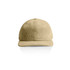 A tan cord cap with a rounded crown and a curved brim, featuring a logo on the front.