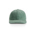 A green corduroy cap with a structured crown and curved brim. Features a branding logo on the side.