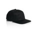A black Class Five Panel Cap with a structured design and a branded logo on the side.