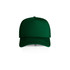 A green foam trucker cap with a structured front and mesh sides, featuring a logo on the front.