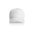 A white trucker cap featuring a textured finish and a logo on the front. Ideal for casual wear.