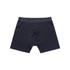 A pair of dark navy boxer shorts with a comfortable elastic waistband and a plain design.