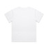A plain white T-shirt with a back view, featuring a smooth fabric texture and a simple design.