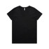 A black V-neck tee featuring short sleeves and a simple design. It has a branding logo on the label.