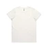 A plain white t-shirt, featuring a crew neck and short sleeves, with a logo on the inside label.