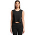 A black crop tank top with a relaxed fit, featuring a simple design and no visible branding.