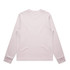 A light pink long-sleeve T-shirt, featuring a simple design and cuffs at the sleeves. It has a logo on the back.