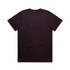 A dark brown t-shirt featuring a simple design, showcasing a plain back view. It includes a logo.