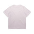 A plain white t-shirt featuring a simple design, with no visible branding or logos on the back.