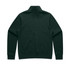 A dark green half zip crew jumper with a plain back design. Features a branding logo on the collar.