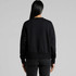 A black crew jumper featuring a relaxed fit and ribbed cuffs, shown from the back. The model is wearing black jeans.