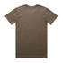 A plain brown organic T-shirt with a simple design and no visible logos, featuring a classic crew neckline.