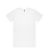 A plain white T-shirt featuring a logo at the neckline. The shirt has short sleeves and a classic fit.