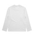 A white long-sleeve t-shirt with a plain back view and a logo on the label.
