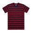 A classic stripe tee featuring navy and red horizontal stripes, with a crew neck and short sleeves.