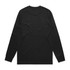 A black long-sleeve t-shirt with a plain back design and fitted cuffs. It has a logo on the front.