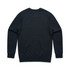 A dark green jumper with a simple design and ribbed cuffs, featuring a logo on the back.