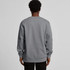 A grey hoodie with long sleeves, featuring a simple design and a logo on the back.