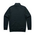 A dark green crew neck pullover with a half zip and long sleeves, featuring a plain back design.