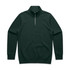 A dark green half zip crew jumper with long sleeves and a zip at the neckline, featuring a logo.
