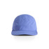 A blue nylon cap with a curved brim and a logo on the front. The cap has a simple and sleek design.