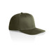 An olive green Stock Flex Cap with a structured front and curved brim. It features a logo on the side.