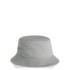 A faded grey bucket hat with a circular brim and a simple design. It features a logo on the side.